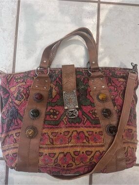 Free People Heartbreaker Jute Multicolor with Brown Leather Tote